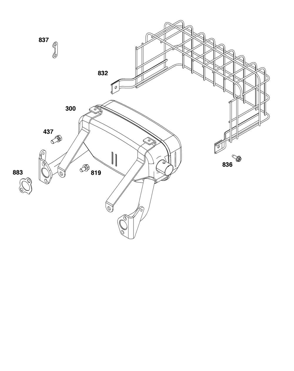 Exhaust Group Diagram and Parts List for 356447-3538-B5 200000 - 399999 Briggs and Stratton Engine